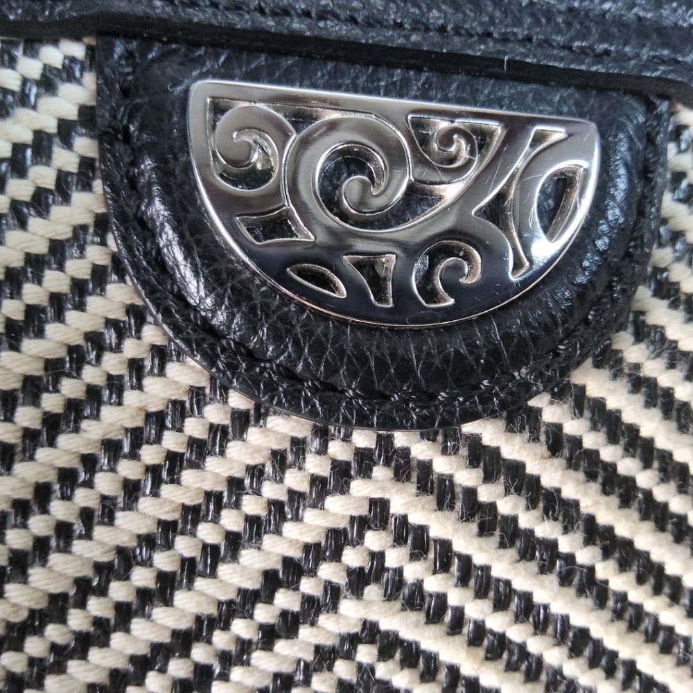 BRIGHTON Cala Tote Purse Blk & Wht Woven Black Leather Base ClassicCore ChicCore - Picture 8 of 12